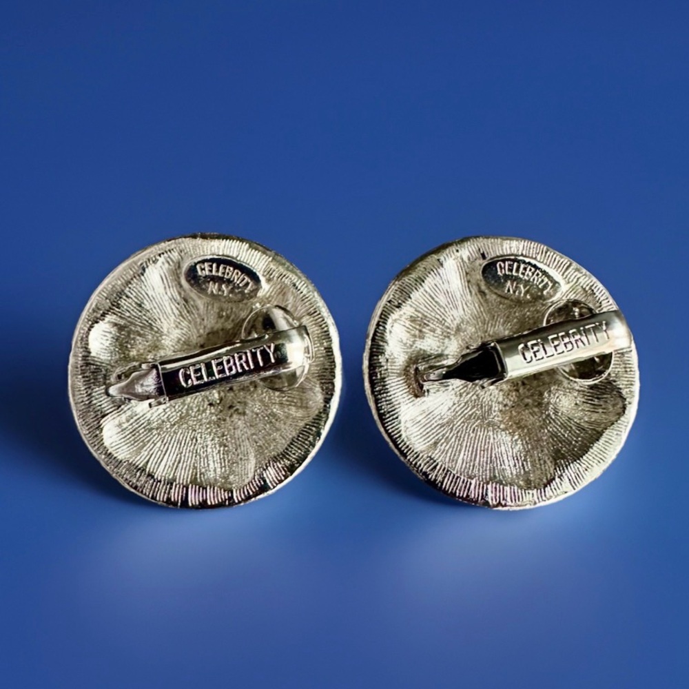 VTG Celebrity NY Aurora Borealis Rhinestone Silver Clip On Earrings 50’s Glam - Picture 3 of 4
